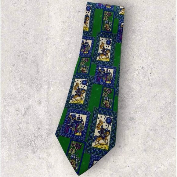 Italo Ferretti Other - ITALO FERRETTI Silk Tie ITALY Green Blue Purple Geometric Art W:3.8"